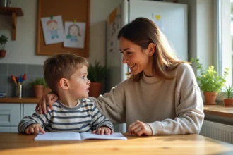 Parents discutant des principes de l'éducation bienveillante avec leurs enfants